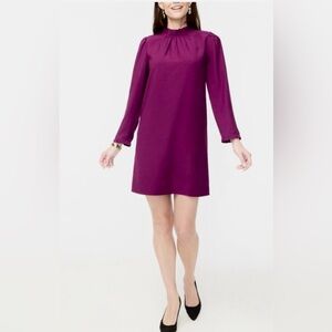 NWT J.Crew Factory Chic Long Sleeve Wine Ruffleneck Dress Sz 10